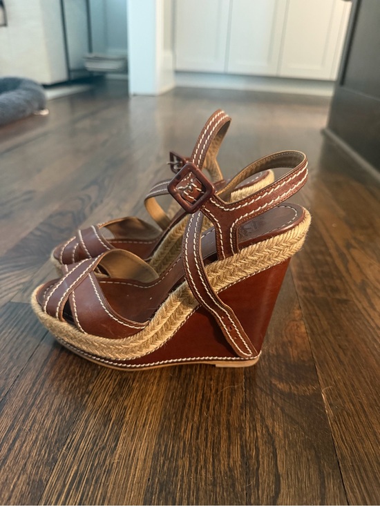 Christian Louboutin Shoes - Christian Louboutin Brown Leather Espadrille Wedge Heels - Women